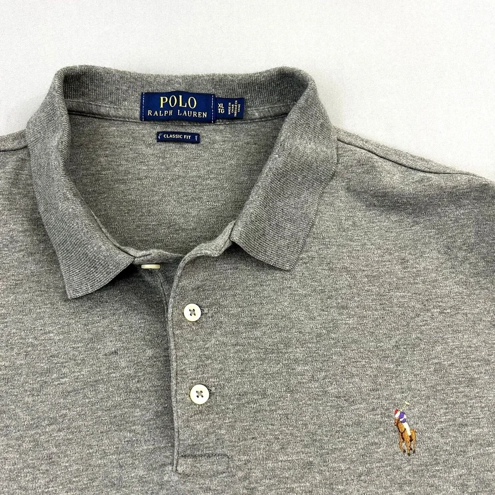 Polo Ralph Lauren‎ Polo Shirt Mens Large Gray Short Sleeve Pony Logo Cotton